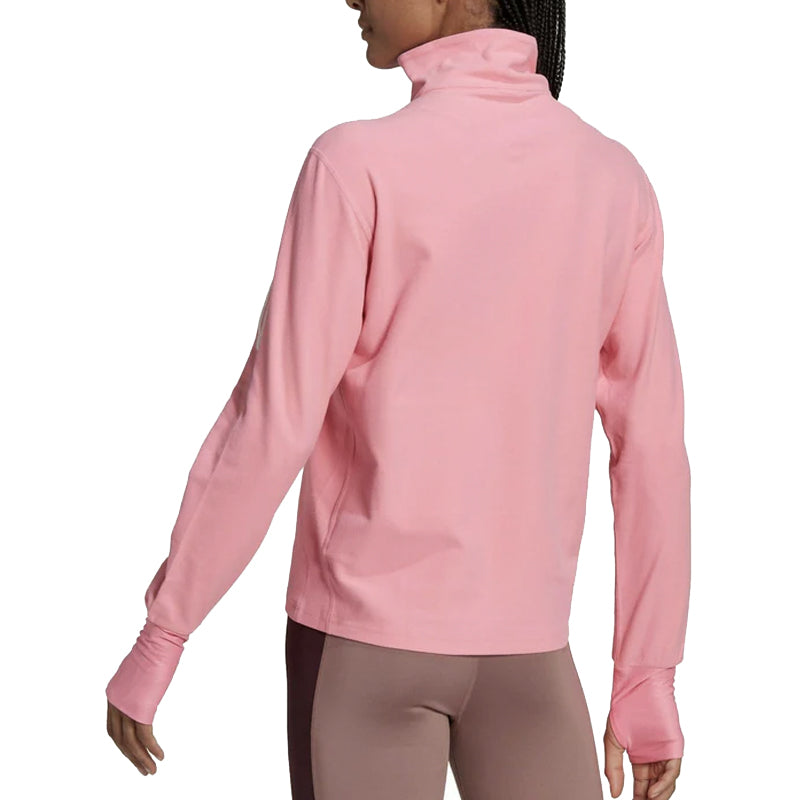 Adidas Own The Run Half Zip Long Sleeve Women's Running Top - Pink Bliss