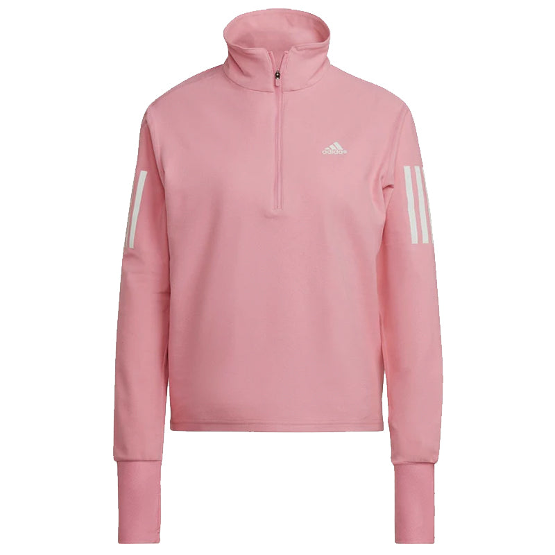 Adidas Own The Run Half Zip Long Sleeve Women's Running Top - Pink Bliss