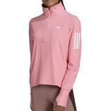 Adidas Own The Run Half Zip Long Sleeve Women's Running Top - Pink Bliss
