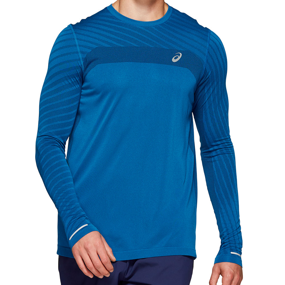 Asics Seamless Texture Long Sleeve Men's Running Top - Deep