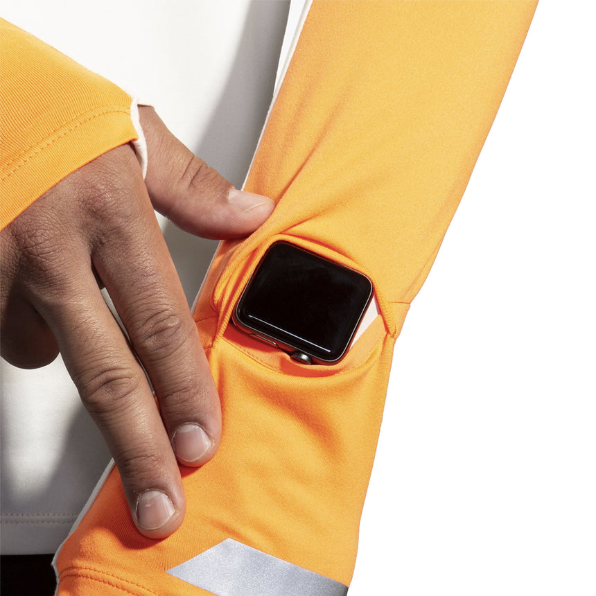 Brooks Run Visible 2.0 Half Zip Men's Running Top - Ecru/Fluoro Flash/Black