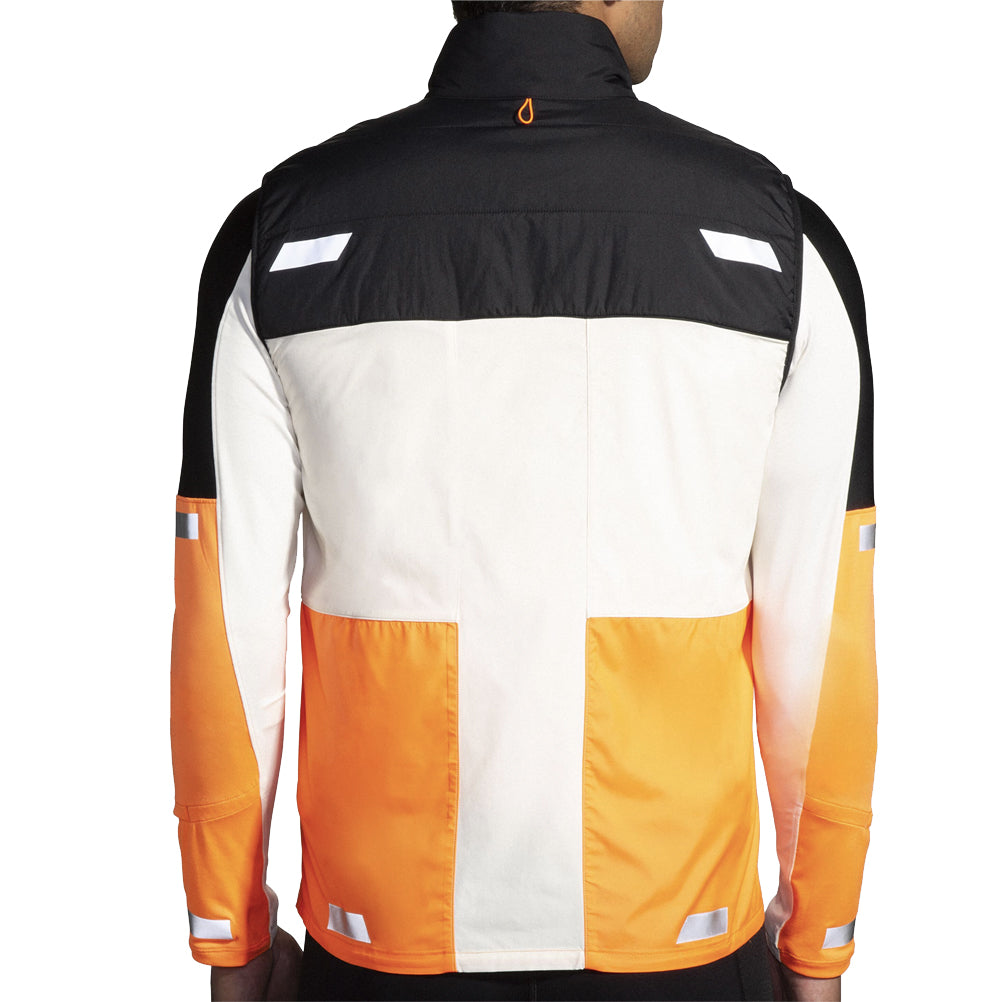 Brooks Run Visible 2.0 Insulated Men's Running Vest - Ecru/Fluoro Flash/Black