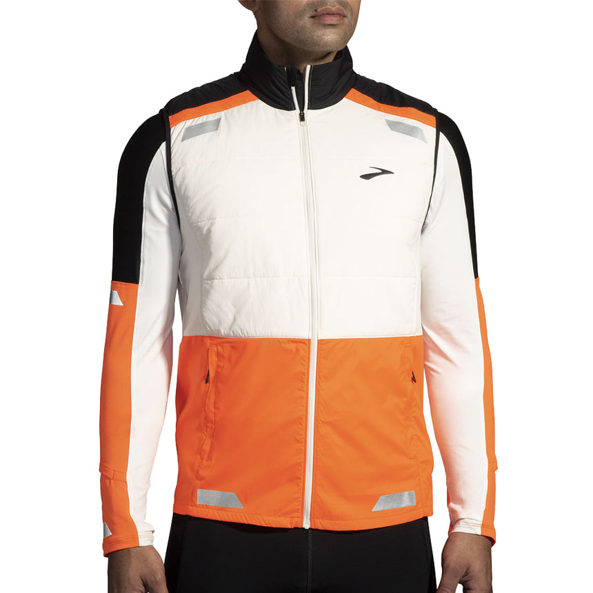 Brooks Run Visible 2.0 Insulated Men's Running Vest - Ecru/Fluoro Flash/Black
