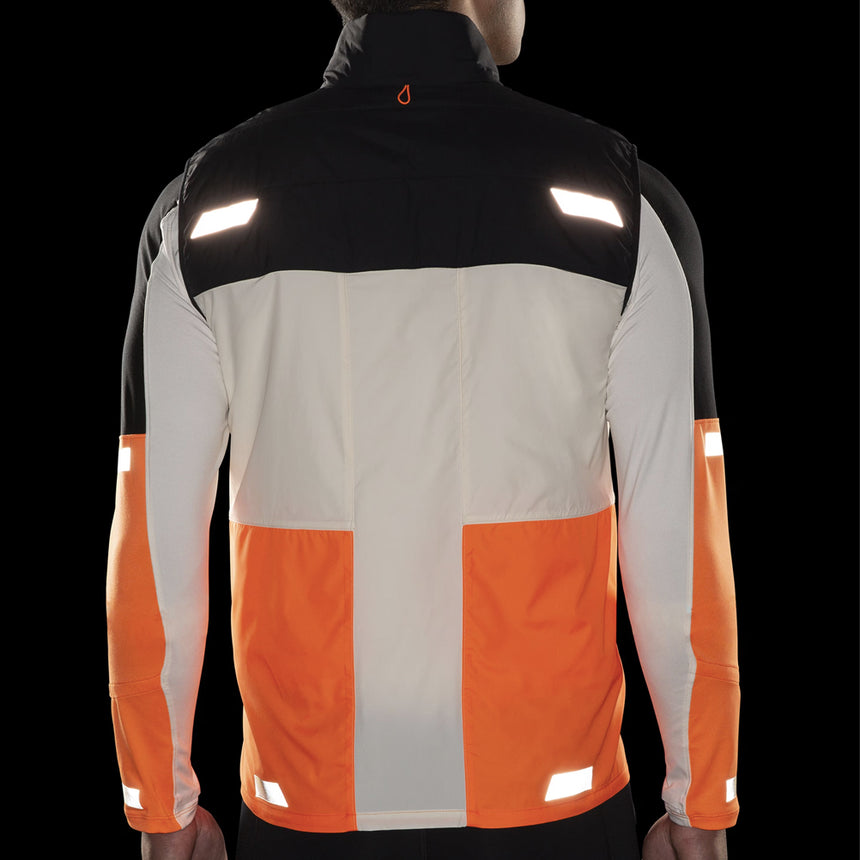 Brooks Run Visible 2.0 Insulated Men's Running Vest - Ecru/Fluoro Flash/Black