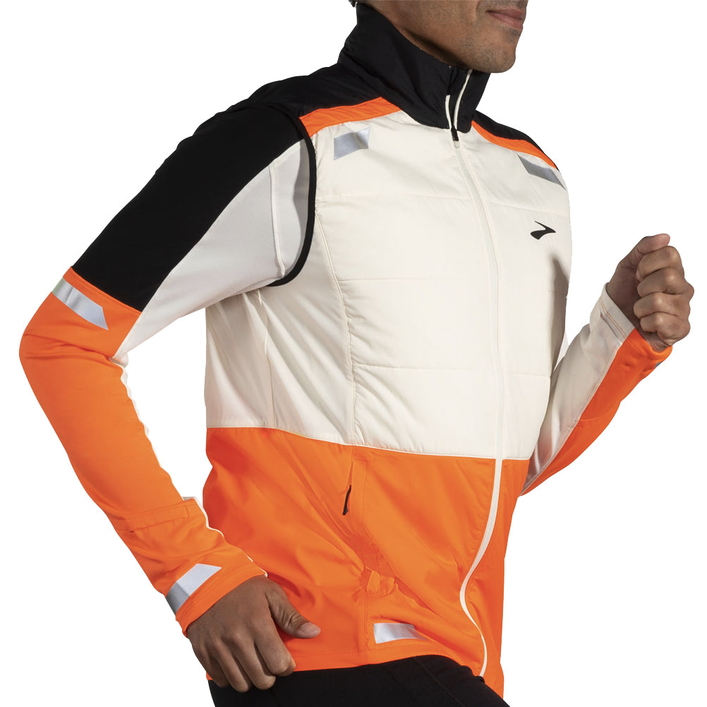 Brooks Run Visible 2.0 Insulated Men's Running Vest - Ecru/Fluoro Flash/Black