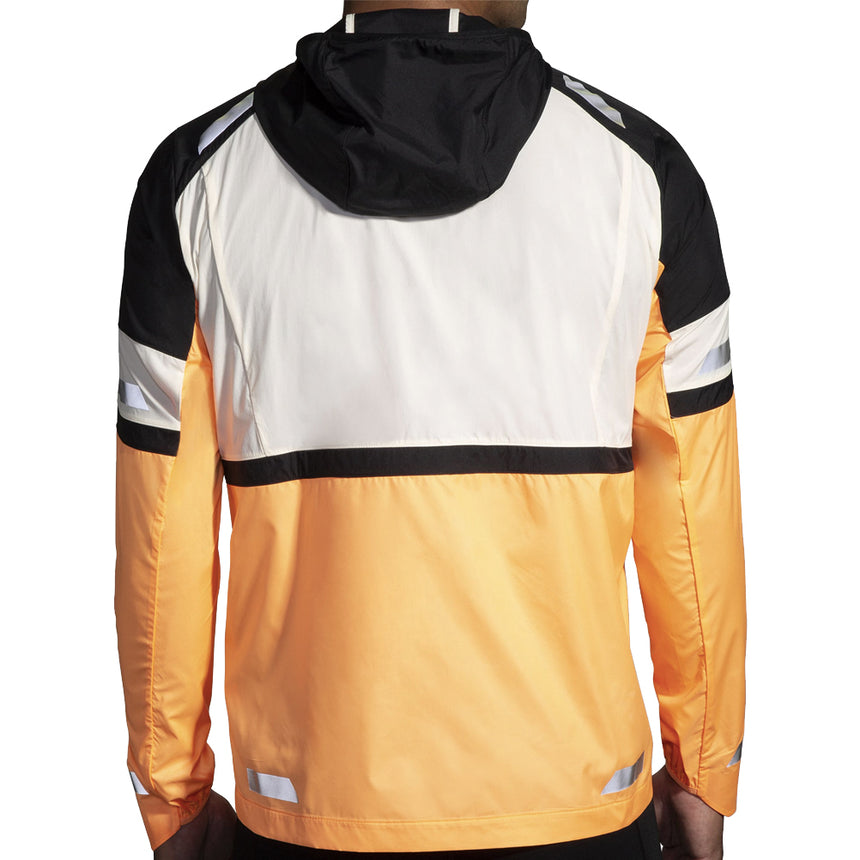 Brooks Run Visible 2.0 Men's Running Jacket - Ecru/Fluoro Flash/Black