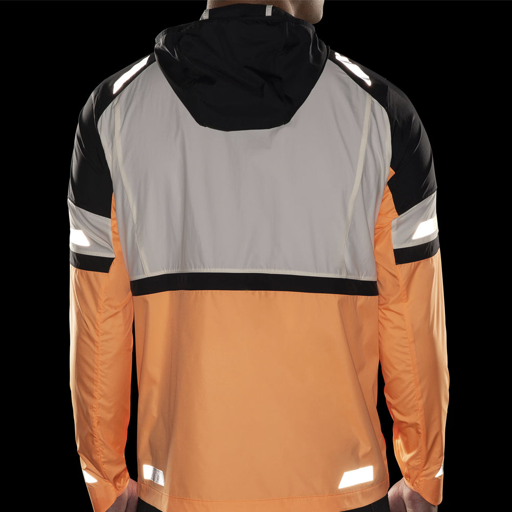 Brooks Run Visible 2.0 Men's Running Jacket - Ecru/Fluoro Flash/Black