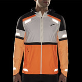 Brooks Run Visible 2.0 Men's Running Jacket - Ecru/Fluoro Flash/Black