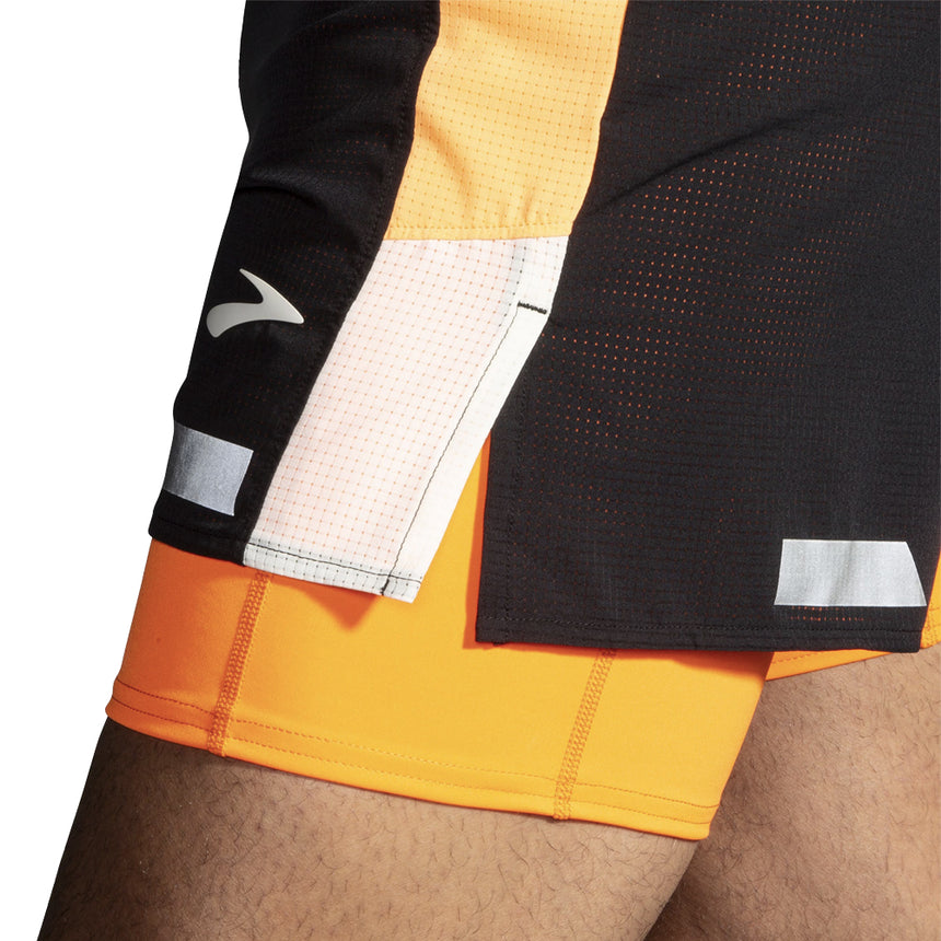Brooks Run Visible 2.0 5inch 2in1 Men's Running Short - Black/Ecru/Fluoro Flash