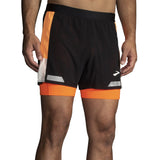 Brooks Run Visible 2.0 5inch 2in1 Men's Running Short - Black/Ecru/Fluoro Flash