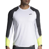 Brooks Run Visible Long Sleeve Men's Running Tee - White/Asphalt/Nightlife