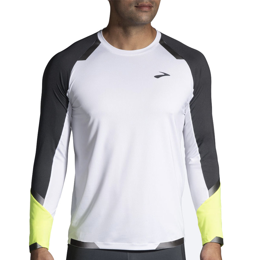 Brooks Run Visible Long Sleeve Men's Running Tee - White/Asphalt/Nightlife