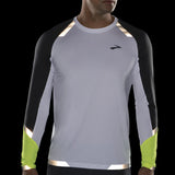 Brooks Run Visible Long Sleeve Men's Running Tee - White/Asphalt/Nightlife