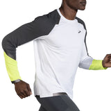 Brooks Run Visible Long Sleeve Men's Running Tee - White/Asphalt/Nightlife