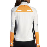 Brooks Run Visible 2.0 Half Zip Women's Running Top - Ecru/Fluoro Flash/Black