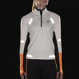 Brooks Run Visible 2.0 Half Zip Women's Running Top - Ecru/Fluoro Flash/Black