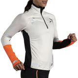 Brooks Run Visible 2.0 Half Zip Women's Running Top - Ecru/Fluoro Flash/Black