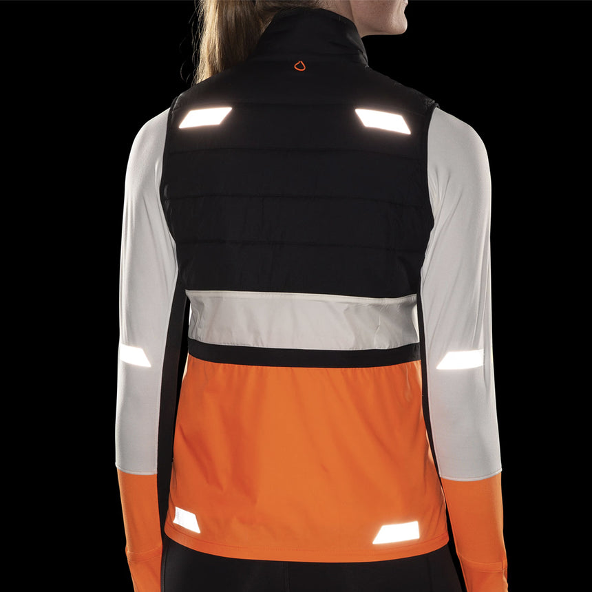 Brooks Run Visible 2.0 Insulated Women's Running Vest - Ecru/Fluoro Flash/Black
