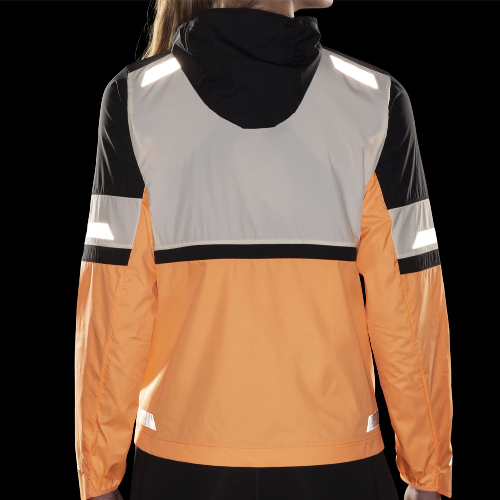 Brooks Run Visible 2.0 Women's Running Jacket - Ecru/Fluoro Flash/Black
