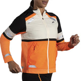 Brooks Run Visible 2.0 Women's Running Jacket - Ecru/Fluoro Flash/Black