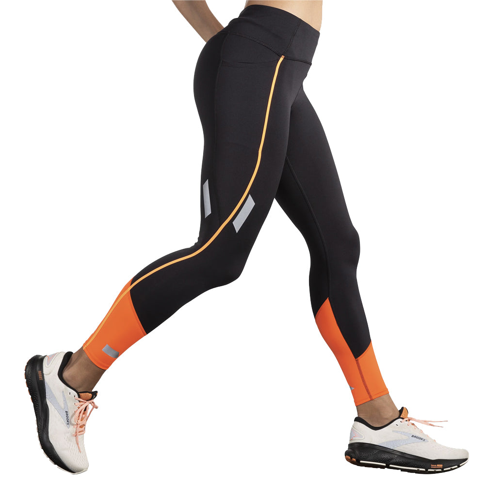 Brooks Run Visible 2.0 Women's Running Tight - Black/Fluoro Flash