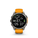 Garmin Fēnix® 8 AMOLED 47 mm Running Watch - Sapphire, Titanium with Spark Orange/Graphite Silicone Band