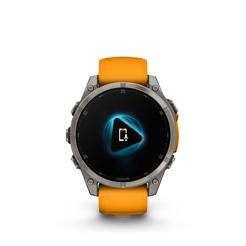 Garmin Fēnix® 8 AMOLED 47 mm Running Watch - Sapphire, Titanium with Spark Orange/Graphite Silicone Band