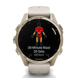 Garmin Fēnix® 8 AMOLED 43 mm Running Watch - Sapphire, Soft Gold with Fog grey/dark sandstone silicone band