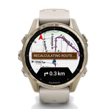 Garmin Fēnix® 8 AMOLED 43 mm Running Watch - Sapphire, Soft Gold with Fog grey/dark sandstone silicone band
