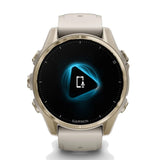Garmin Fēnix® 8 AMOLED 43 mm Running Watch - Sapphire, Soft Gold with Fog grey/dark sandstone silicone band