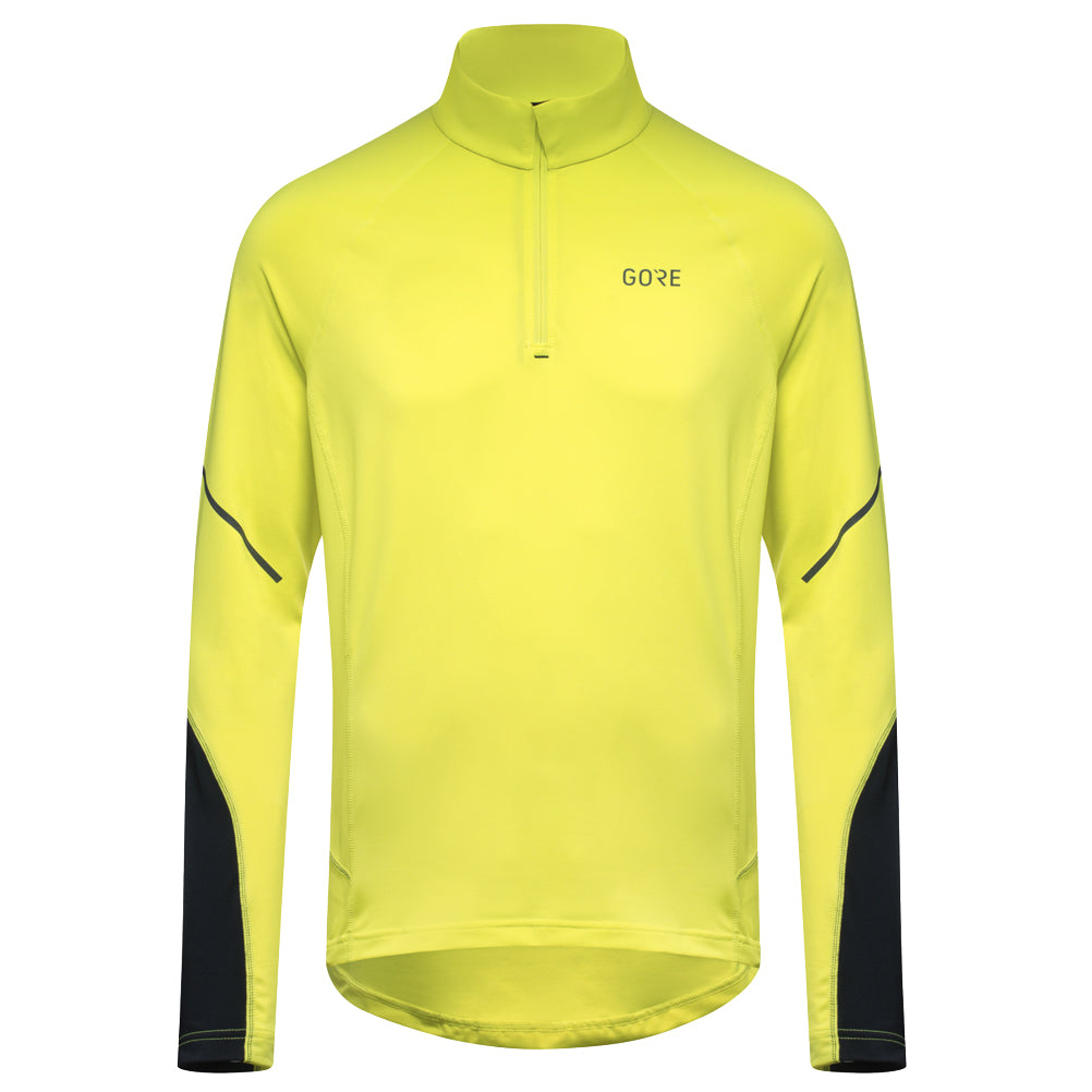 GoreWear Mid Long Sleeve Half Zip Men's Running Top - Neon Yellow