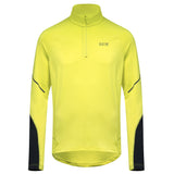 GoreWear Mid Long Sleeve Half Zip Men's Running Top - Neon Yellow