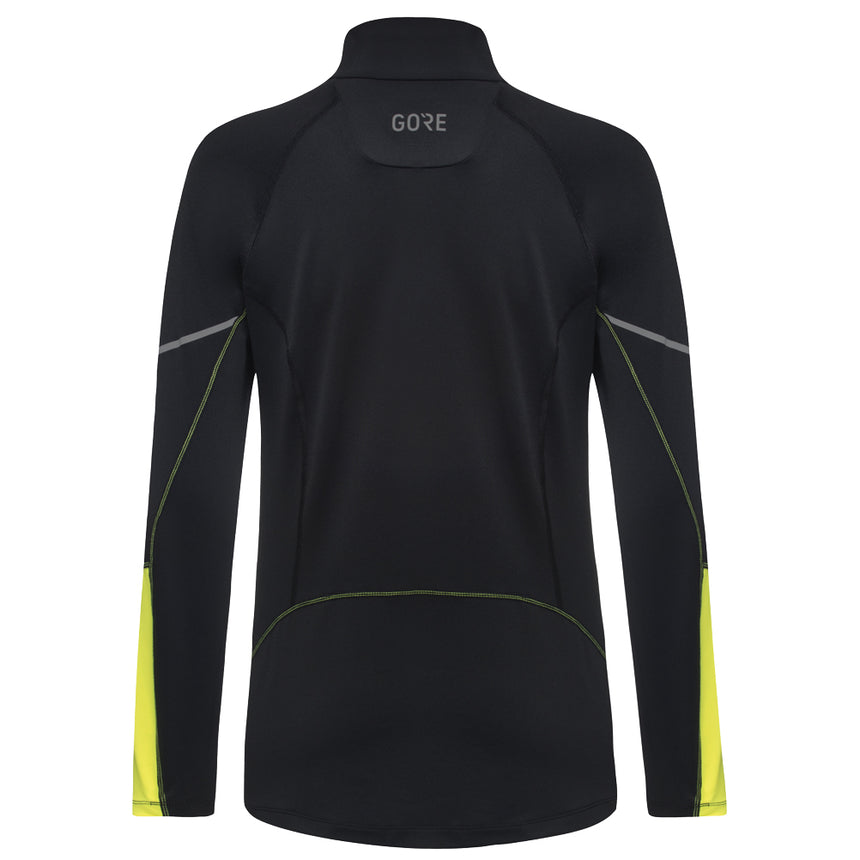 GoreWear Mid Long Sleeve Half Zip Women's Running Top - Black/Neon Yellow
