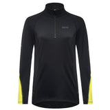 GoreWear Mid Long Sleeve Half Zip Women's Running Top - Black/Neon Yellow