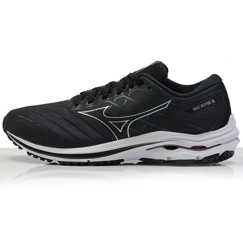 Mizuno Wave Inspire 18 Women's Wide Fit Running Shoe - Black/Silver/Ebony
