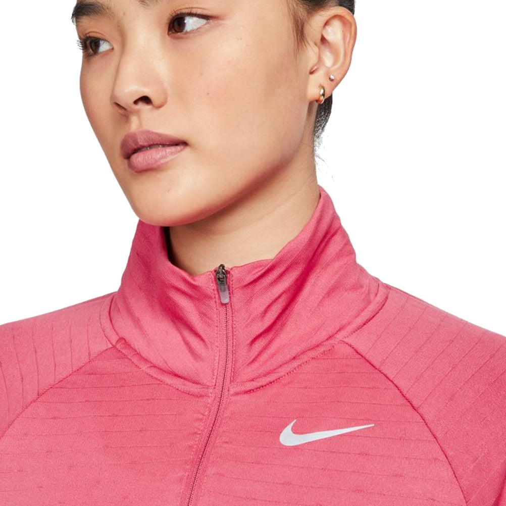 nike running element half zip top in pink marl