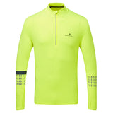 Ronhill Tech Afterhours Halfzip Long Sleeve Men's Running Top - Yellow/Charcoal/Reflective