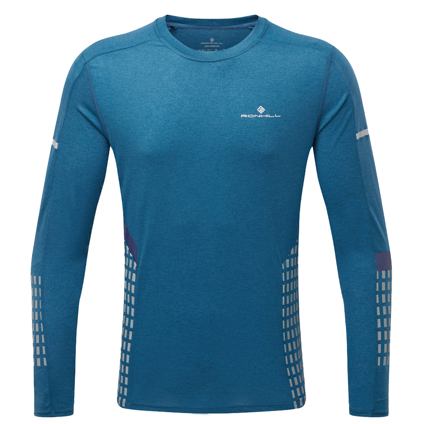 Ronhill Tech Afterhours Long Sleeve Men's Running Tee - Yellow/Charcoal/Reflective