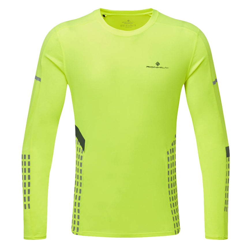 Ronhill Tech Afterhours Long Sleeve Men's Running Tee - Yellow/Charcoal/Reflective