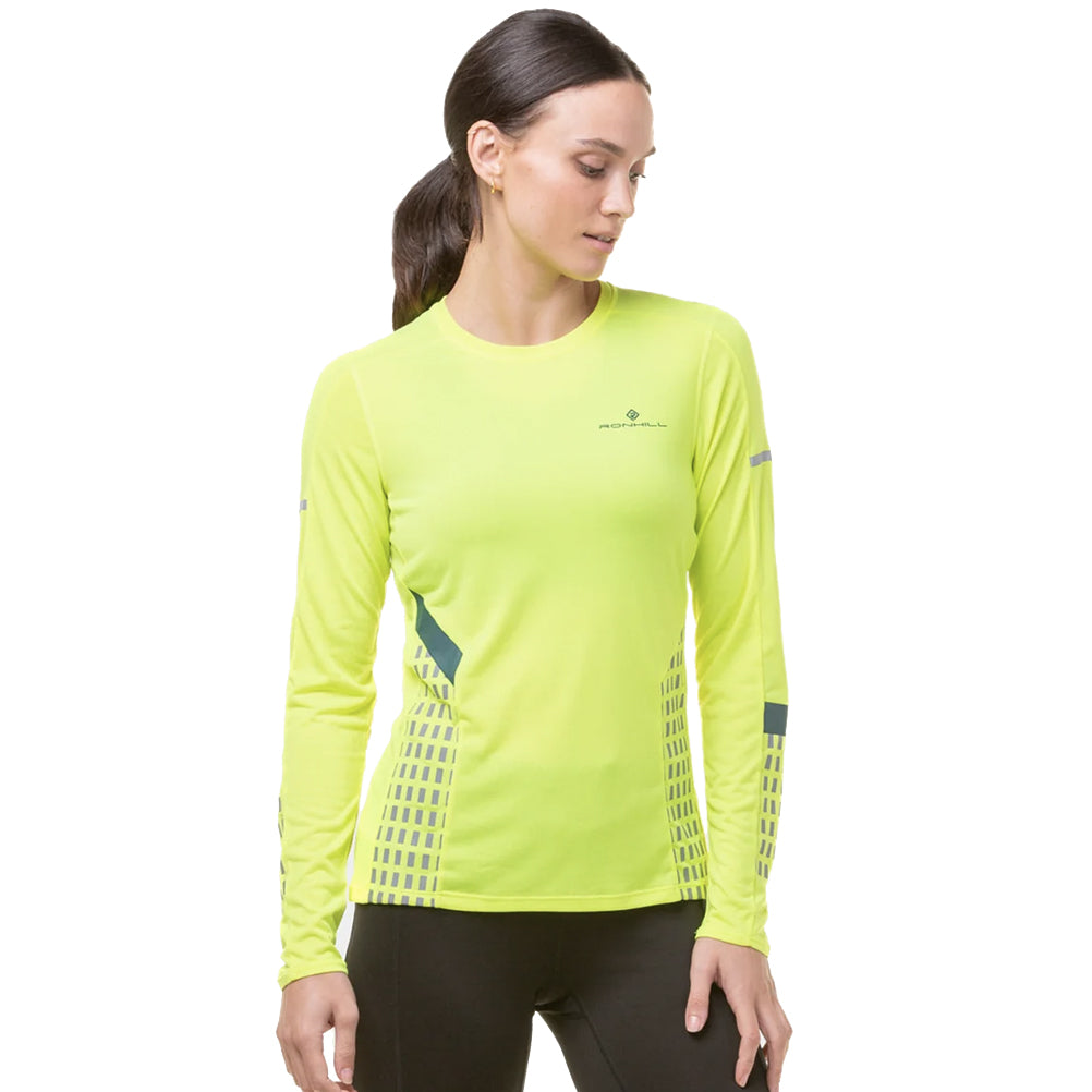 Ronhill Tech Afterhours Long Sleeve Women's Running Tee - Fluo Yellow
