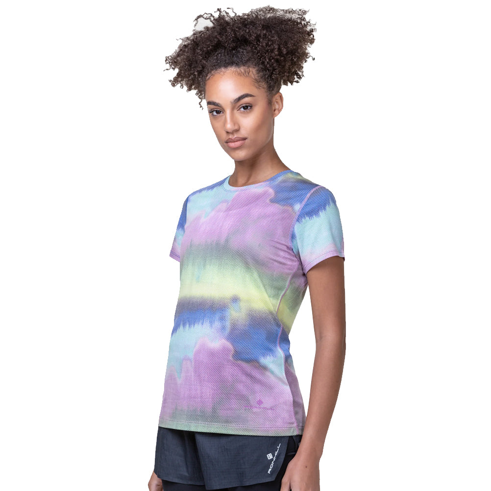 Ronhill Tech Golden Hour Short Sleeve Women's Running Tee - Multi Mirage