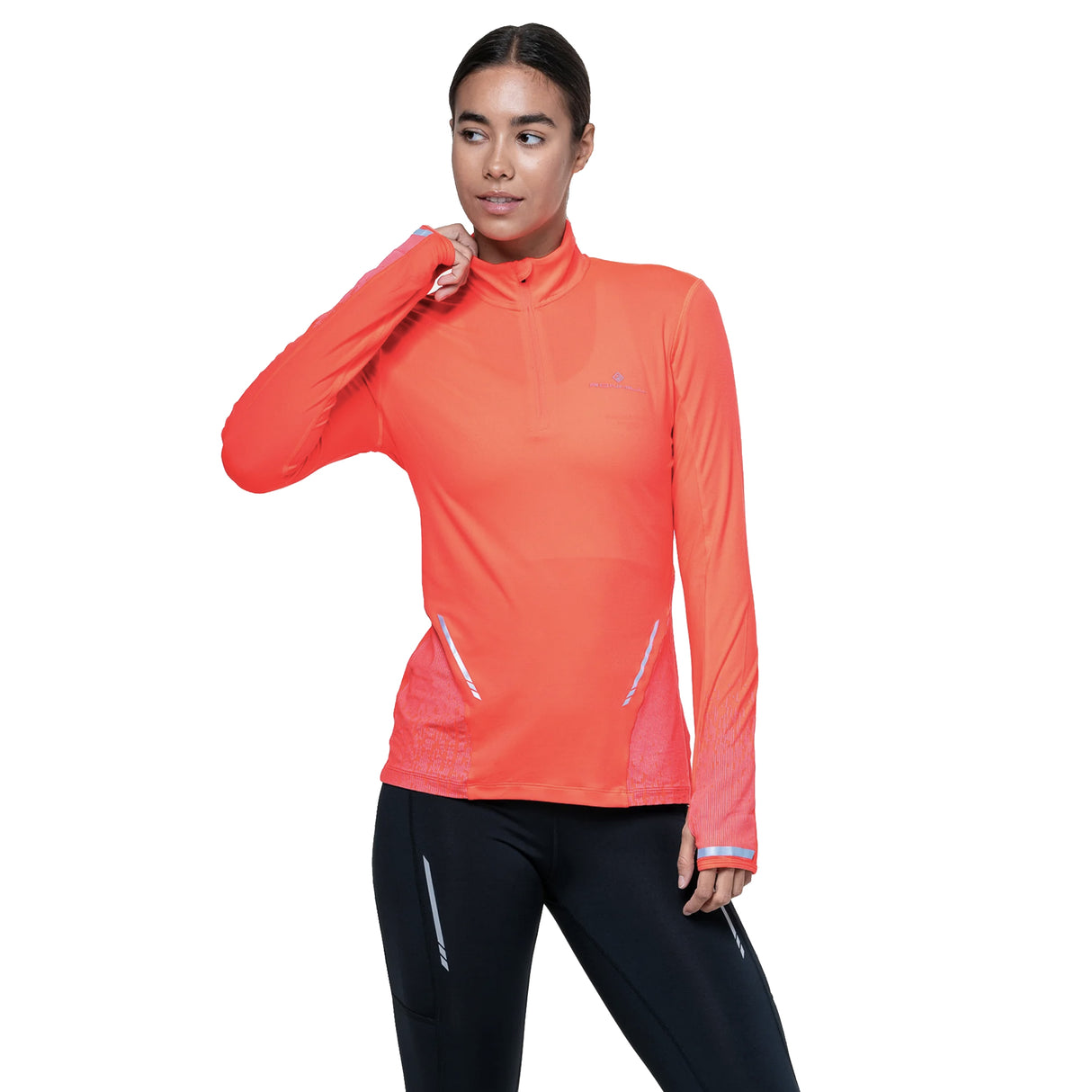 Ronhill Tech Reflect Half Zip Women's Running Top Hot Coral
