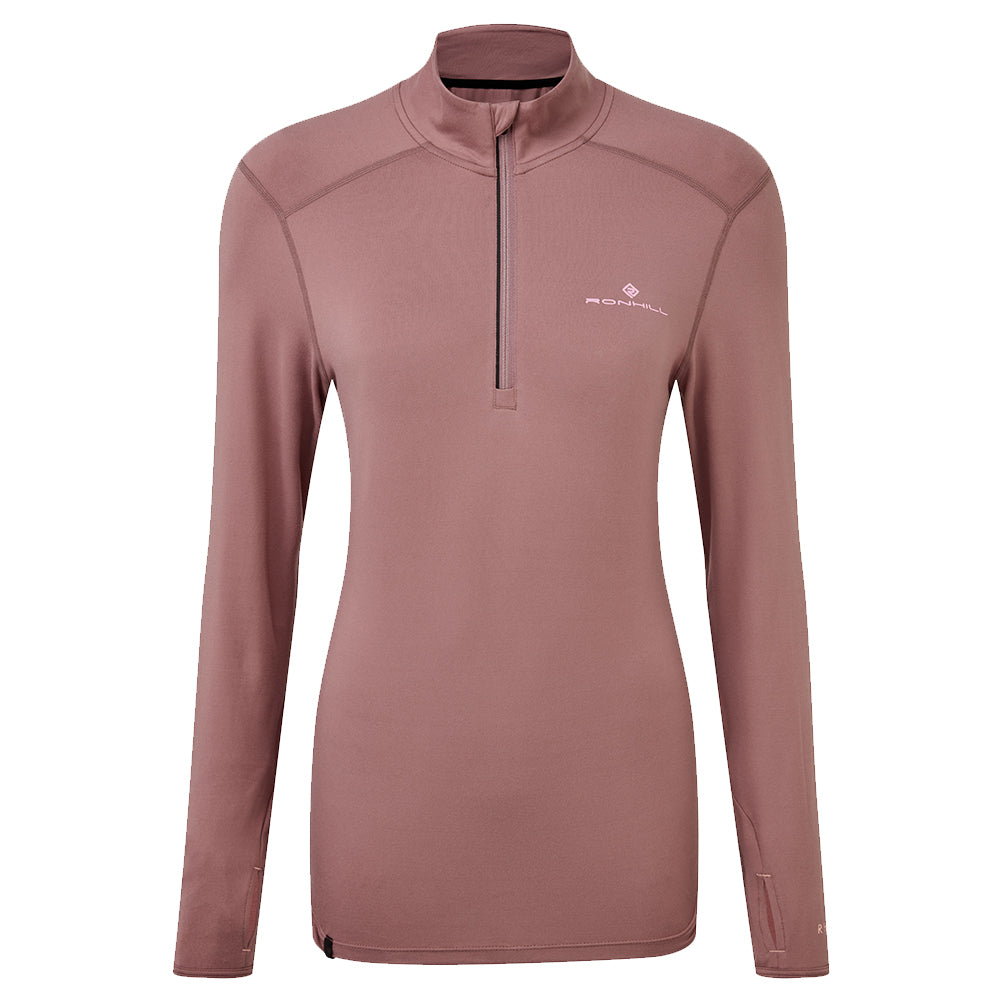 pink half zip running top