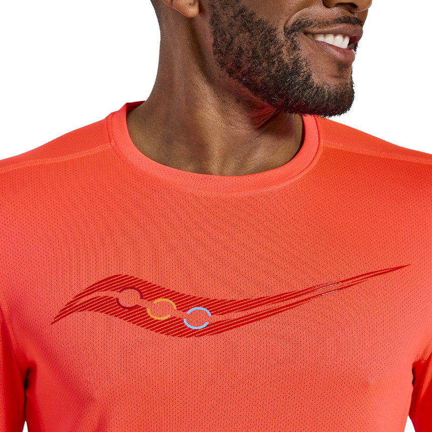 Saucony Stopwatch Graphic Men's Long Sleeve Running Tee - ViziRed