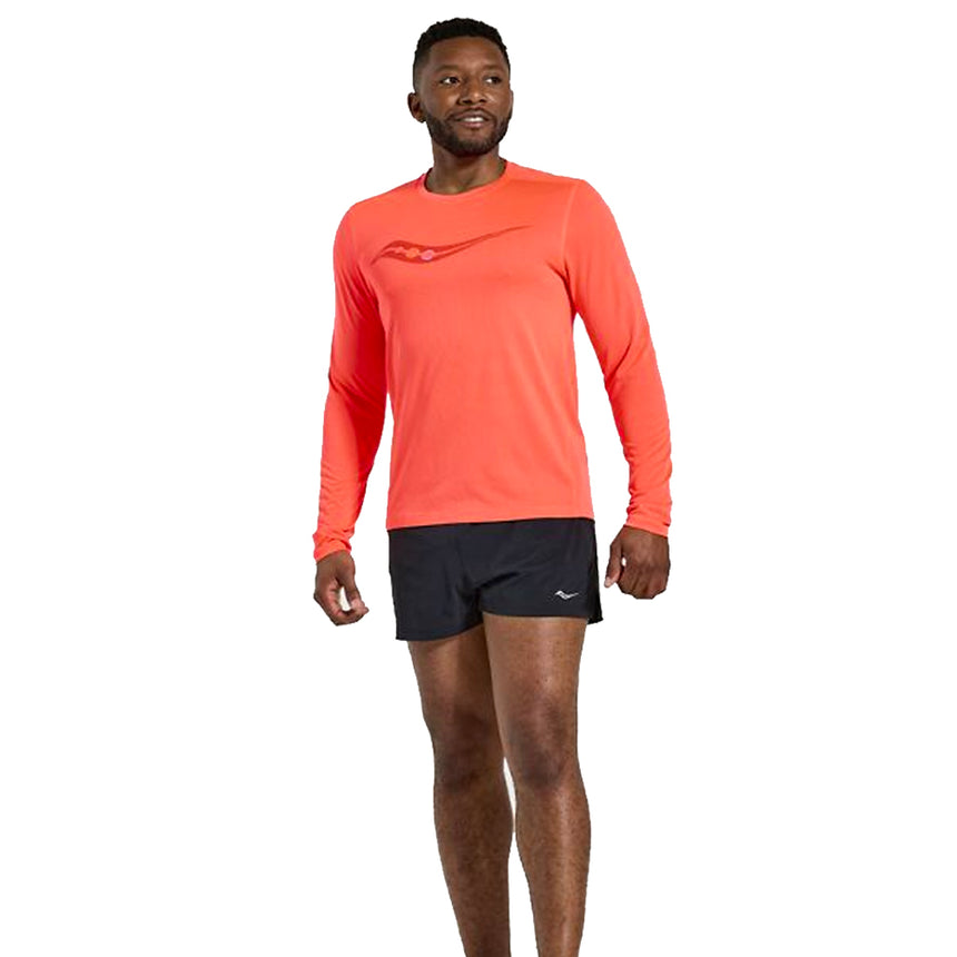 Saucony Stopwatch Graphic Men's Long Sleeve Running Tee - ViziRed