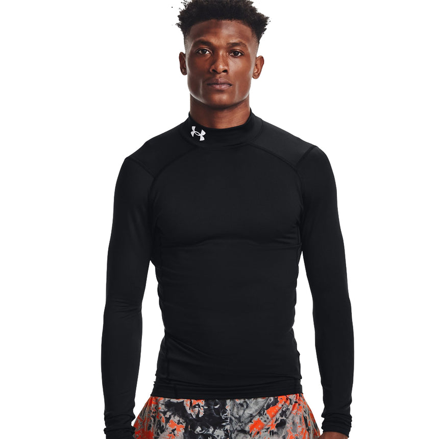 Under Armour Men's ColdGear Compression Mock Long Sleeve Top - Black/White
