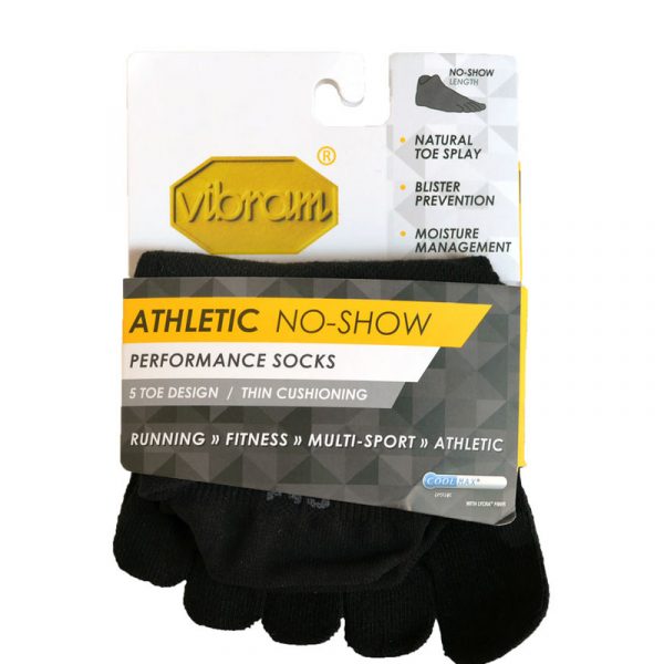 Vibram Five Toe Athletic No Show Sock Black