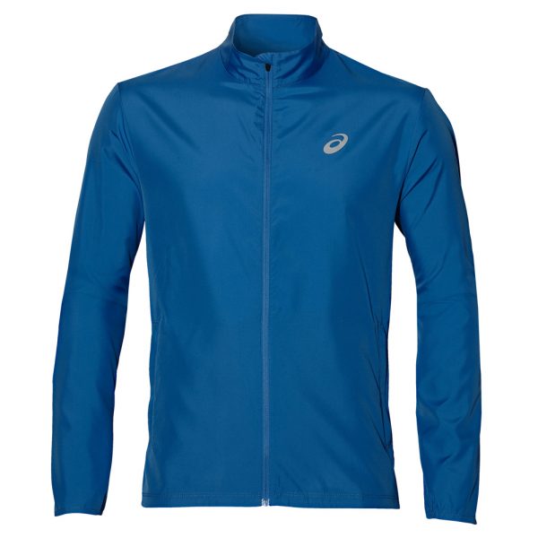 Asics Silver Men's Running Jacket Front View