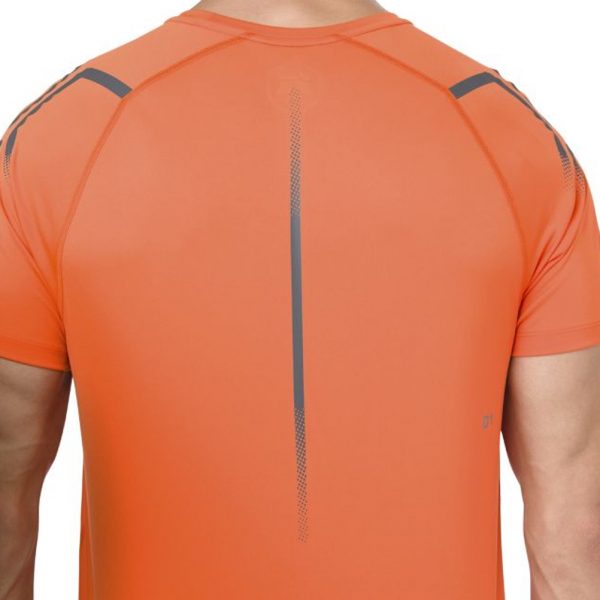 Asics Icon Short Sleeve Men's Running Top - Orange/Mist Grey Detail View