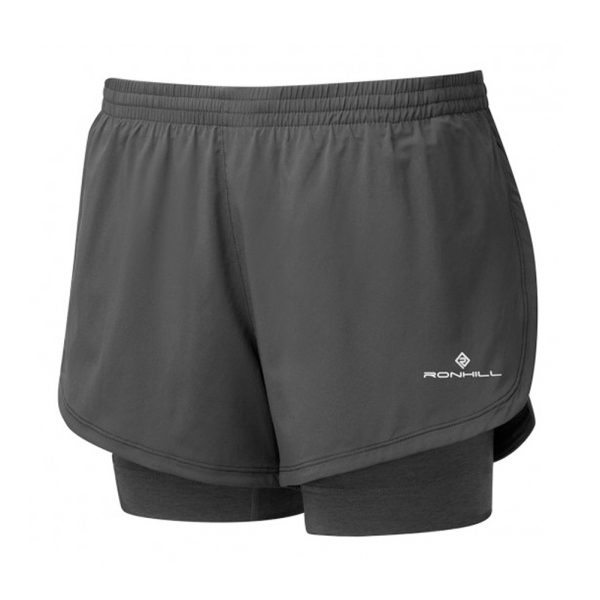 Ronhill Stride Twin Women's Running Short charcoal front